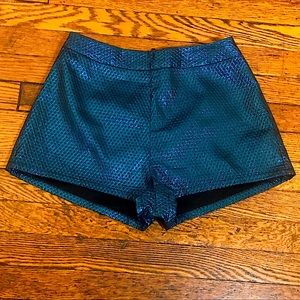 Nasty Gal Metallic Teal Blue Disco Shorts